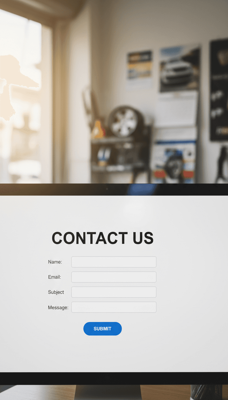 Contact form on a computer screen in the shop office
